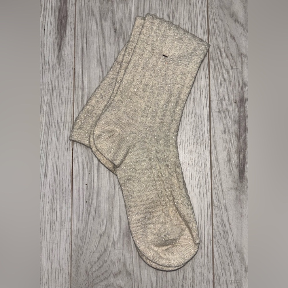 Cream with Shimmer Mid Calf Crew Socks New without Tags ~From Neiman Marcus